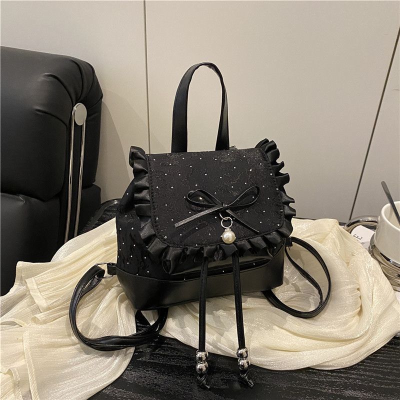 2026 Autumn New Japanese Bud Tied Sweet Cute Bow Lace Lolita Backpack Sweetheart Girl Fashion Casual Small Backpack for Women