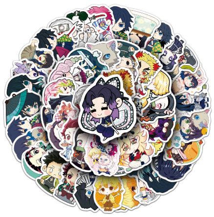 50PCS Japanese Classic Anime Demon Slayer Cartoon Graffiti Decals Helmet Skateboard Laptop Motorcycle Sticker Toys Decor Gifts H-80