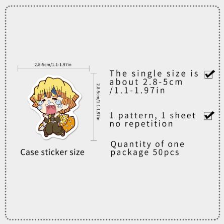 50PCS Japanese Classic Anime Demon Slayer Cartoon Graffiti Decals Helmet Skateboard Laptop Motorcycle Sticker Toys Decor Gifts H-80