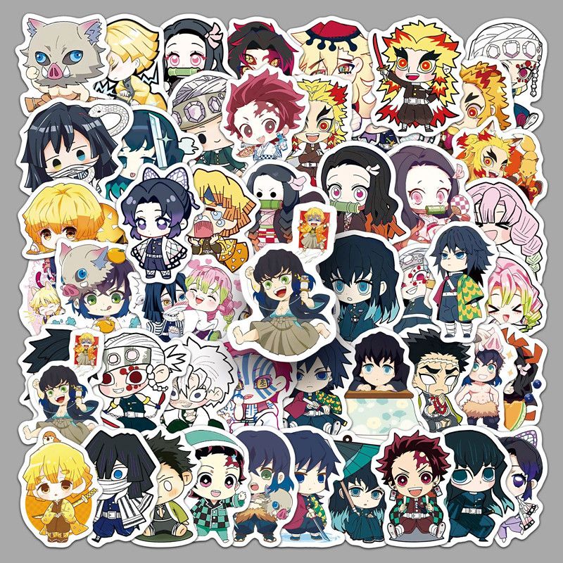 50PCS Japanese Classic Anime Demon Slayer Cartoon Graffiti Decals Helmet Skateboard Laptop Motorcycle Sticker Toys Decor Gifts H-80