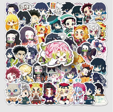 50PCS Japanese Classic Anime Demon Slayer Cartoon Graffiti Decals Helmet Skateboard Laptop Motorcycle Sticker Toys Decor Gifts H-80