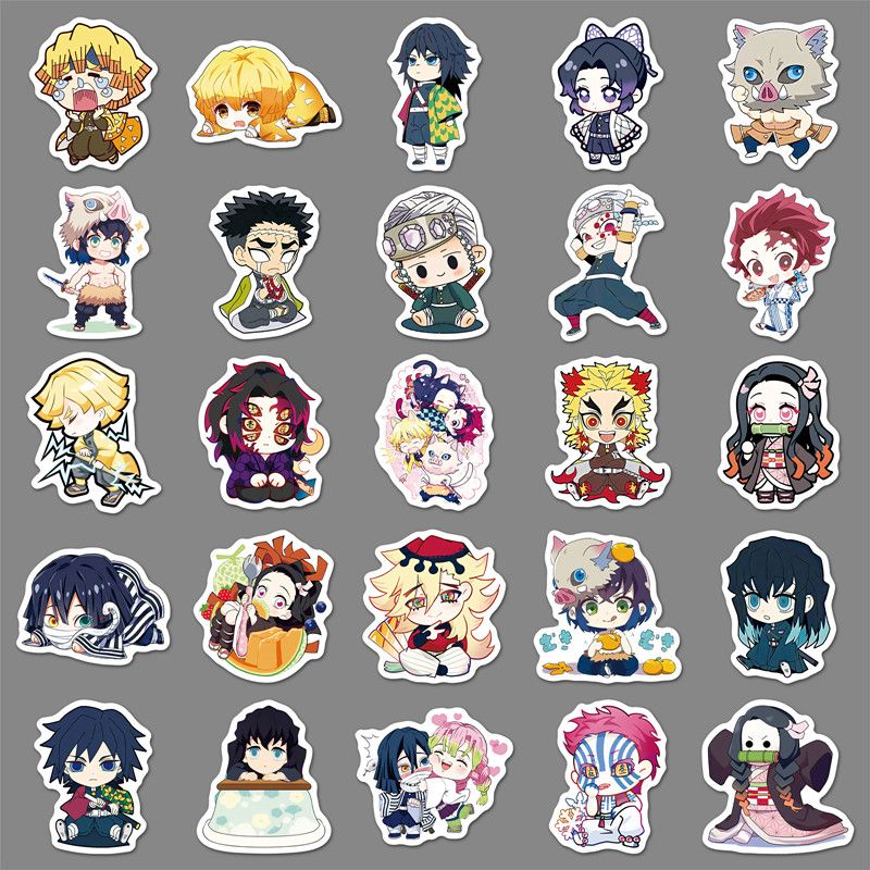 50PCS Japanese Classic Anime Demon Slayer Cartoon Graffiti Decals Helmet Skateboard Laptop Motorcycle Sticker Toys Decor Gifts H-80