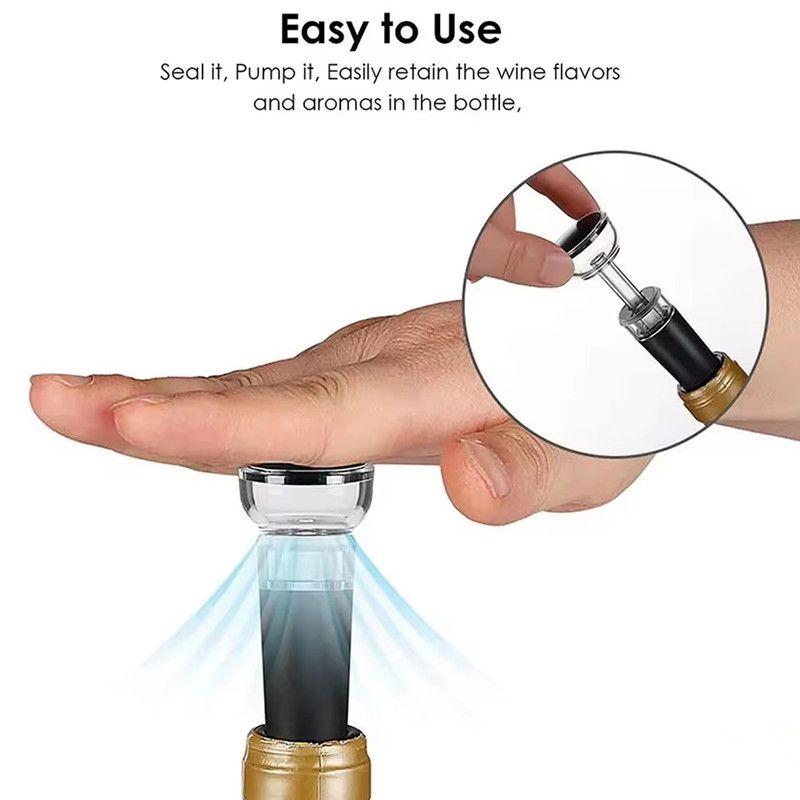 1PC Wine Preservation Plug Preserver Corks Vacuum Bottle Stopper Pump Black Silicone Manual Pull Type Home Kitchen Bar Tools