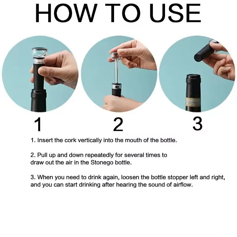 1PC Wine Preservation Plug Preserver Corks Vacuum Bottle Stopper Pump Black Silicone Manual Pull Type Home Kitchen Bar Tools