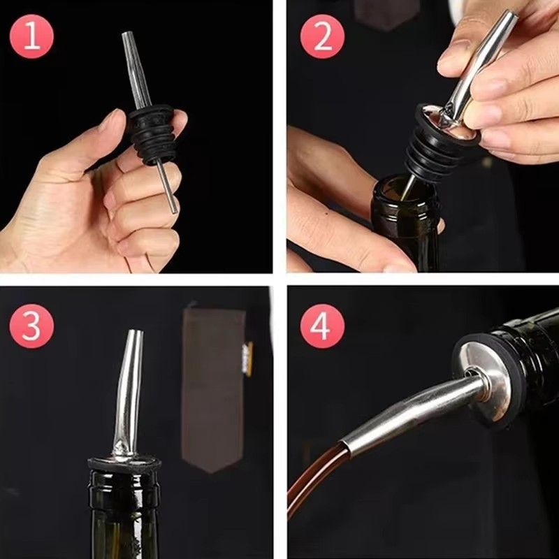 2PCS Wine Bottle Pourer Stopper Stainless Steel Wine Liquor Spirit Pourer Free Flow Wine Bottle Pour Spout Stopper Bar Tool