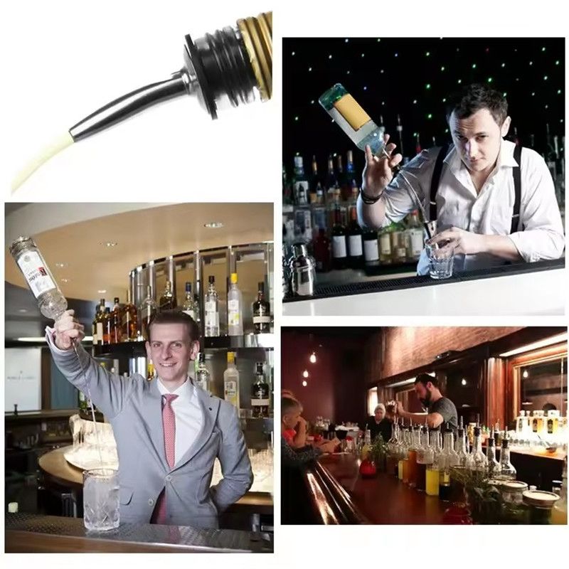 2PCS Wine Bottle Pourer Stopper Stainless Steel Wine Liquor Spirit Pourer Free Flow Wine Bottle Pour Spout Stopper Bar Tool