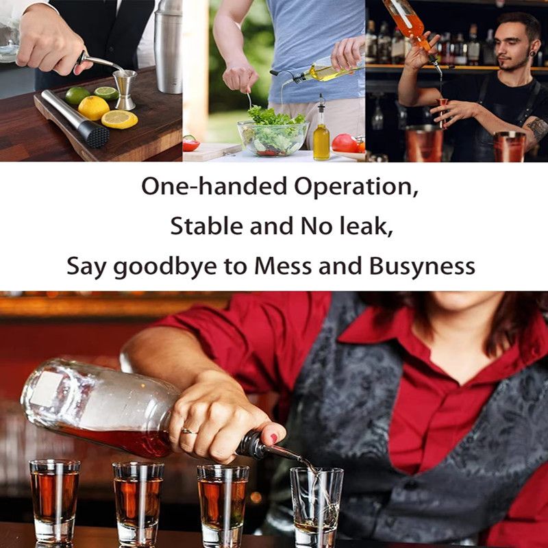 2PCS Wine Bottle Pourer Stopper Stainless Steel Wine Liquor Spirit Pourer Free Flow Wine Bottle Pour Spout Stopper Bar Tool