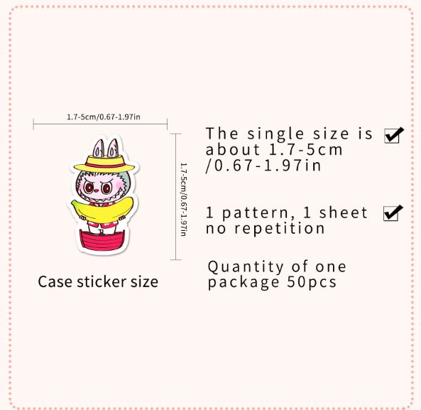 50PCS Graffiti Stickers Cartoon Cute Labubu Decoration Phone Cases Luggage Cups Handbooks Stickers