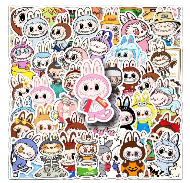 50PCS Graffiti Stickers Cartoon Cute Labubu Decoration Phone Cases Luggage Cups Handbooks Stickers