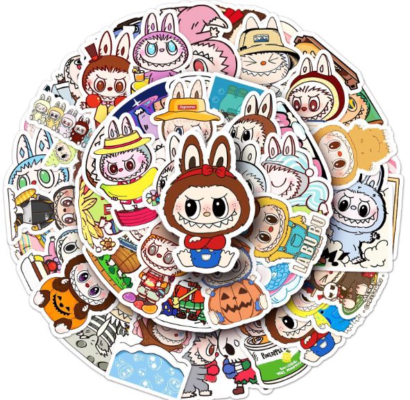 50PCS Graffiti Stickers Cartoon Cute Labubu Decoration Phone Cases Luggage Cups Handbooks Stickers
