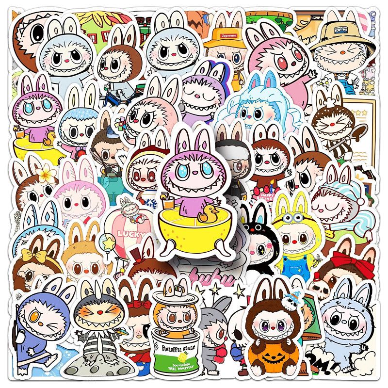 50PCS Graffiti Stickers Cartoon Cute Labubu Decoration Phone Cases Luggage Cups Handbooks Stickers