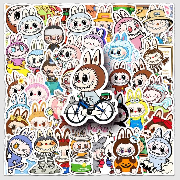 50PCS Graffiti Stickers Cartoon Cute Labubu Decoration Phone Cases Luggage Cups Handbooks Stickers