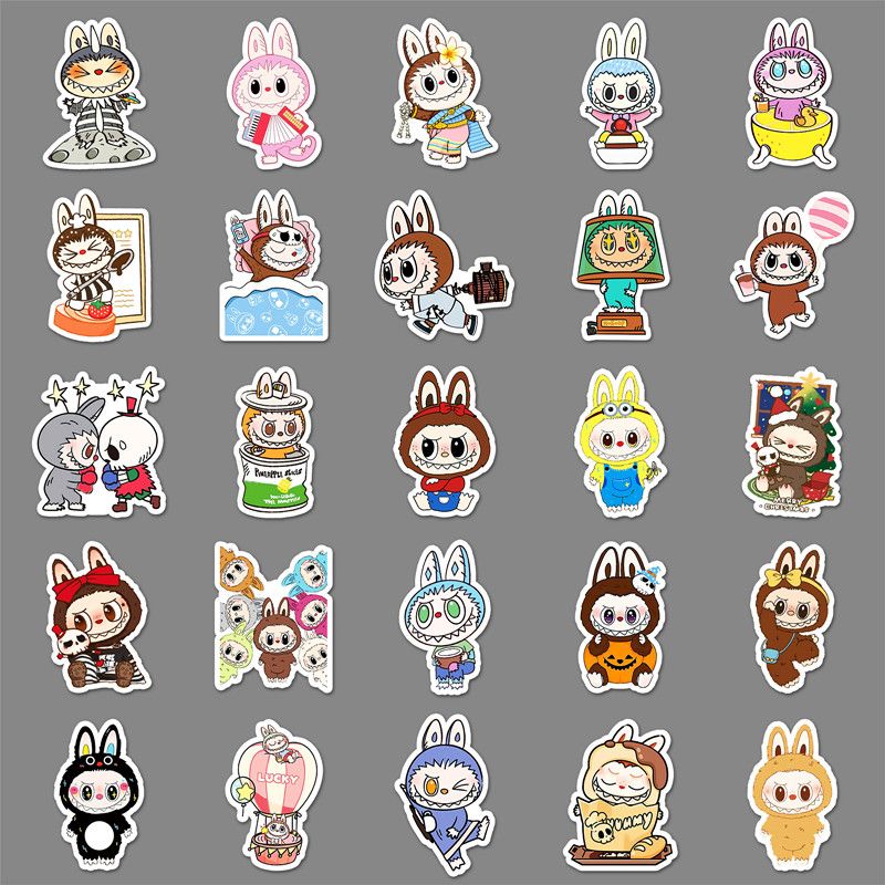 50PCS Graffiti Stickers Cartoon Cute Labubu Decoration Phone Cases Luggage Cups Handbooks Stickers