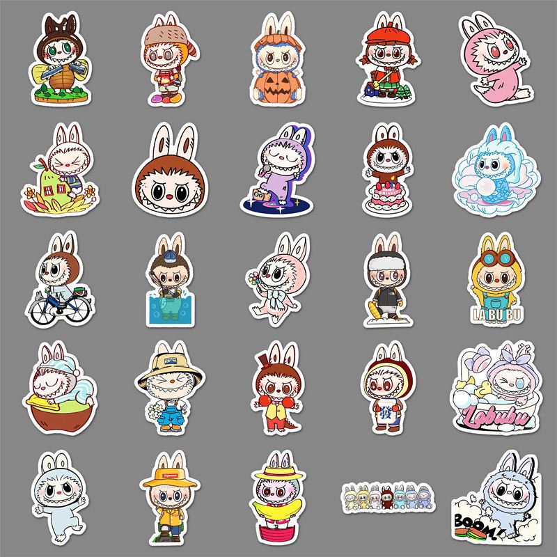 50PCS Graffiti Stickers Cartoon Cute Labubu Decoration Phone Cases Luggage Cups Handbooks Stickers