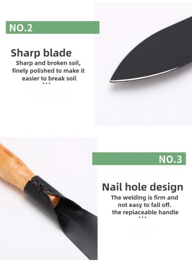 2PCS Versatile Garden Shovel for Planting Flowers Weeding Loosening Soil with Sturdy Iron Hoe for Wild Vegetables Harvest