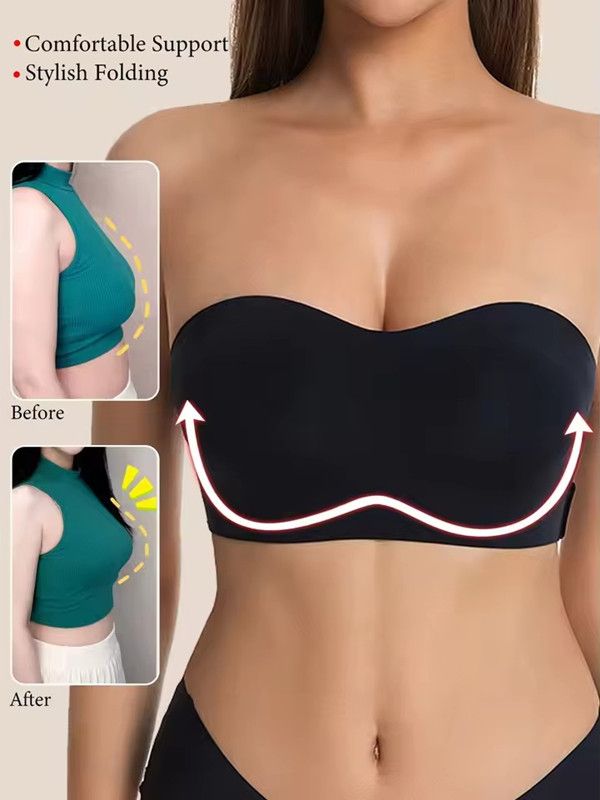 1PC Women's Strapless No Padding Seamless Side Closure Bra Sexy Comfortable Anti Slip Vest Top Women Smooth Push Up Underwear