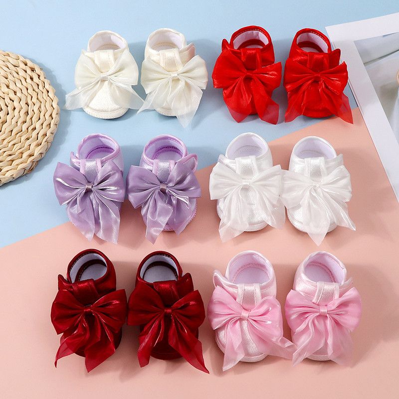 2026 0-12 Months Baby Shoes Baby Girls Princess Shoes Soft Elegant Bow Non-slip Bottom First Walker Shoes Toddler Shoes