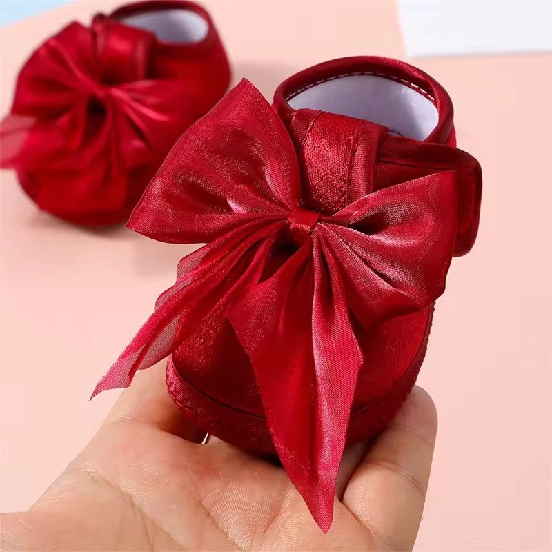 2026 0-12 Months Baby Shoes Baby Girls Princess Shoes Soft Elegant Bow Non-slip Bottom First Walker Shoes Toddler Shoes