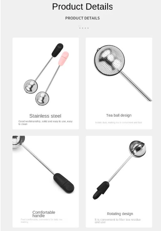 1PC 2026 Rotatable Tea Infuser 304 Stainless Steel Tea Filter Long Handle Tea Spoon Strainer Infusor De Te