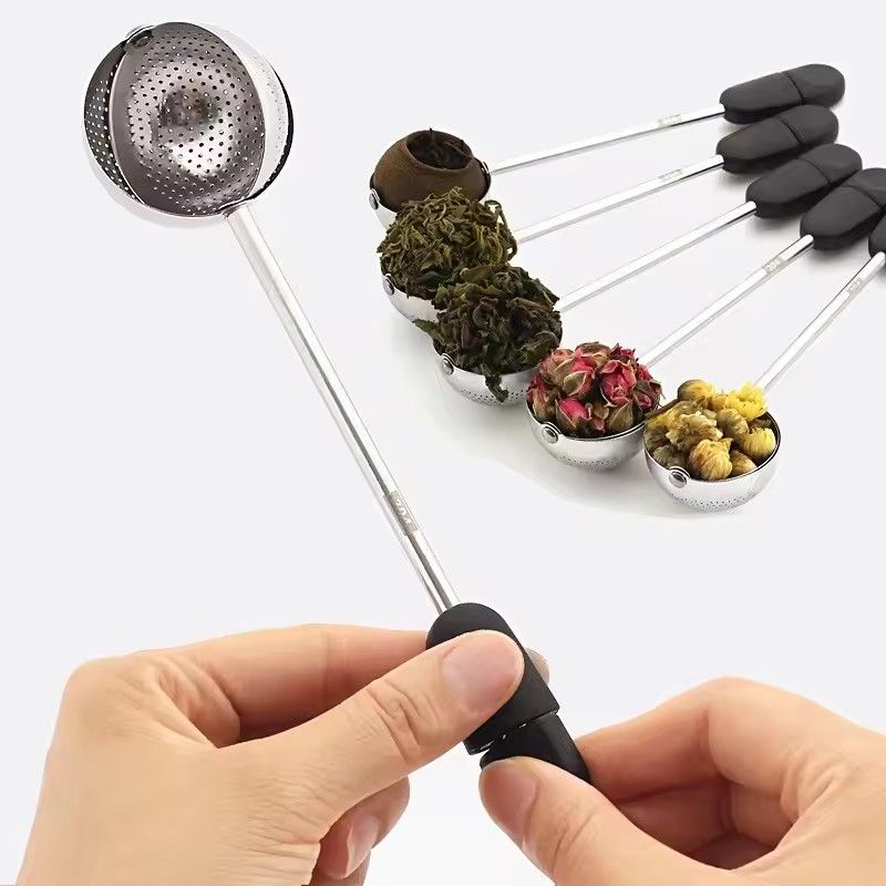 1PC 2026 Rotatable Tea Infuser 304 Stainless Steel Tea Filter Long Handle Tea Spoon Strainer Infusor De Te