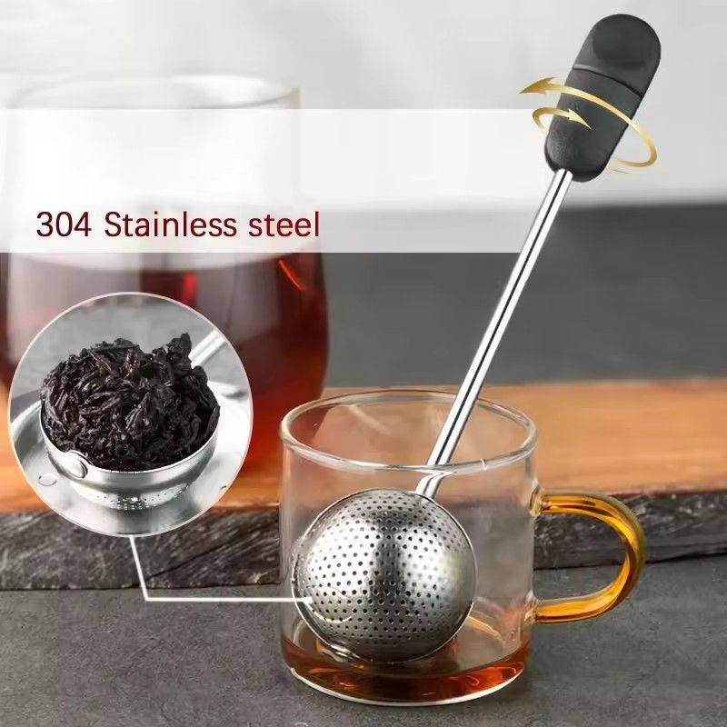 1PC 2026 Rotatable Tea Infuser 304 Stainless Steel Tea Filter Long Handle Tea Spoon Strainer Infusor De Te
