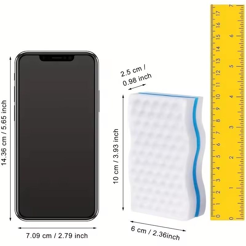 6PCS Three-Layer Wave Shape Magic Cleaning Sponge Eraser Multi-Functional Foam for Kitchen Bathroom Wall Cleaning Sponge