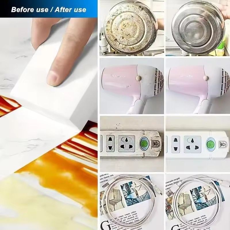 6PCS Three-Layer Wave Shape Magic Cleaning Sponge Eraser Multi-Functional Foam for Kitchen Bathroom Wall Cleaning Sponge