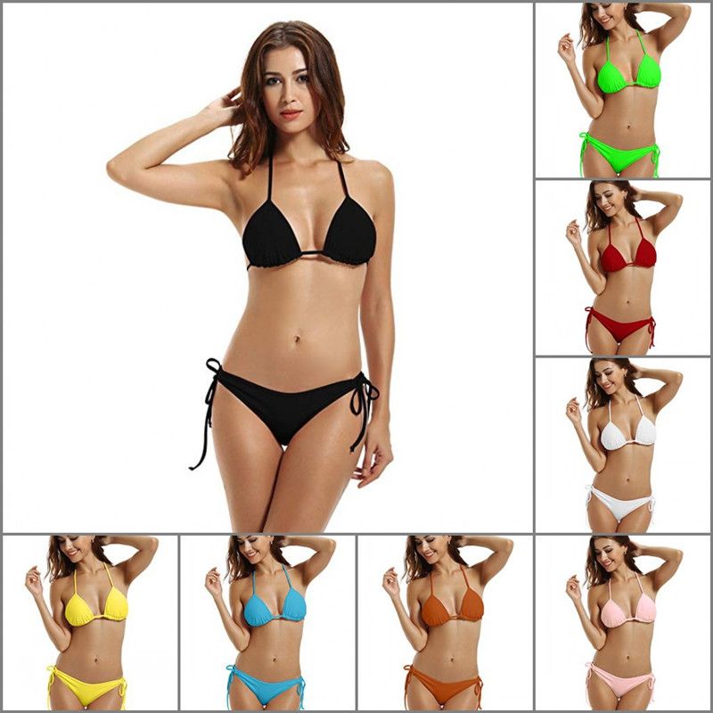 Sexy Solid Bikini Classic Quality Swimsuit Bikini Female Low Waist Plus Size Swimwear Women Beach Mini Bikini Set Bathing Suit