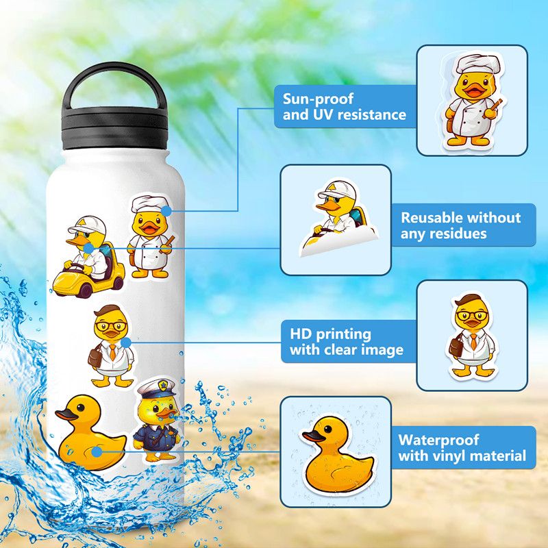 50PCS Lovely Duck Cartoon Graffiti Stickers for DIY Scrapbook Stationery Cup Phone Laptop Guitar Decals
