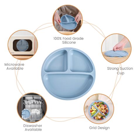 1PC Baby Sucker Silicone Dining Plate BPA Free Children Dishes Suction Toddle Training Tableware Kids Feeding Bowls Baby Stuff