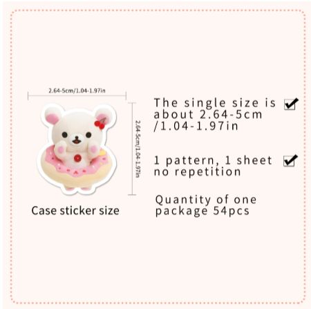54PCS Cute Rilakkuma Aesthetic Stickers for Kids Toys Easybear School Art Supplies Laptop Notebook Decals Stationary Stikers