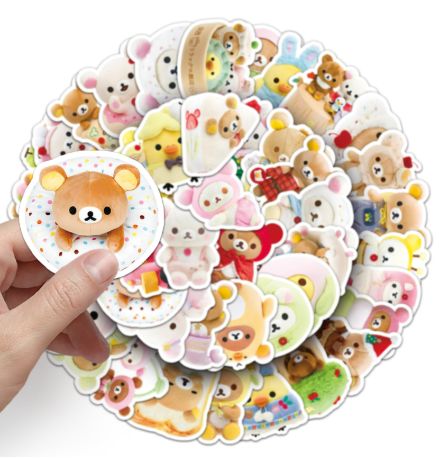54PCS Cute Rilakkuma Aesthetic Stickers for Kids Toys Easybear School Art Supplies Laptop Notebook Decals Stationary Stikers