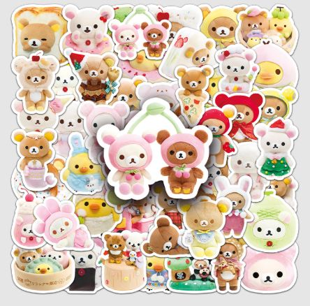 54PCS Cute Rilakkuma Aesthetic Stickers for Kids Toys Easybear School Art Supplies Laptop Notebook Decals Stationary Stikers