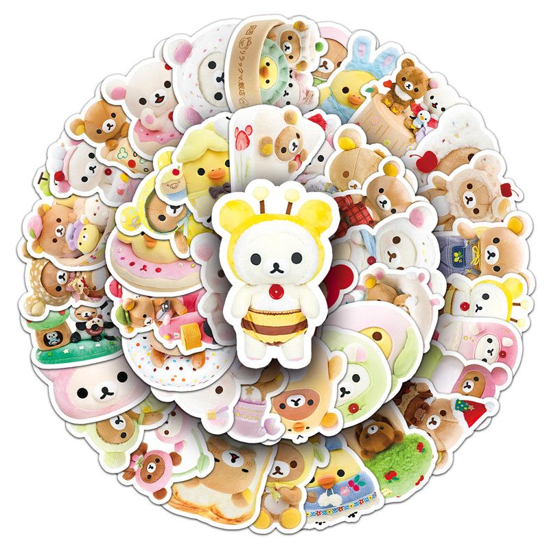 54PCS Cute Rilakkuma Aesthetic Stickers for Kids Toys Easybear School Art Supplies Laptop Notebook Decals Stationary Stikers
