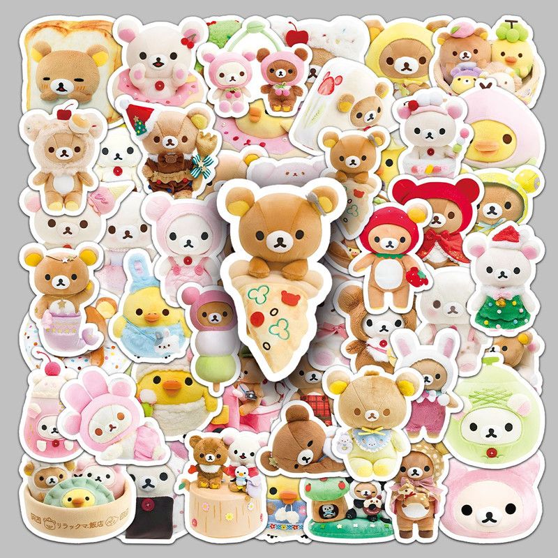 54PCS Cute Rilakkuma Aesthetic Stickers for Kids Toys Easybear School Art Supplies Laptop Notebook Decals Stationary Stikers