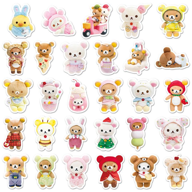 54PCS Cute Rilakkuma Aesthetic Stickers for Kids Toys Easybear School Art Supplies Laptop Notebook Decals Stationary Stikers