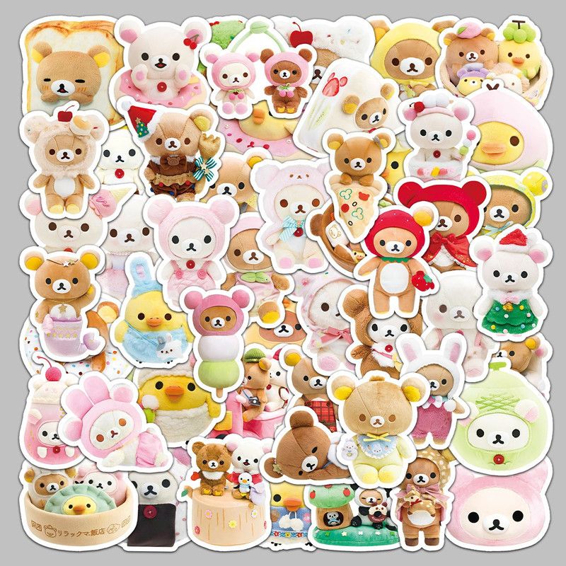 54PCS Cute Rilakkuma Aesthetic Stickers for Kids Toys Easybear School Art Supplies Laptop Notebook Decals Stationary Stikers