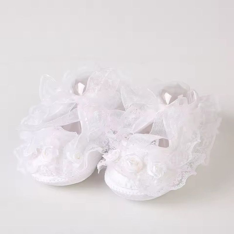 Baby Girls Shoes Cute Lace Princess Shoes Newborn Infant Toddler Crib Shoes Soft Sole Floor First Walkers 0-12 Month