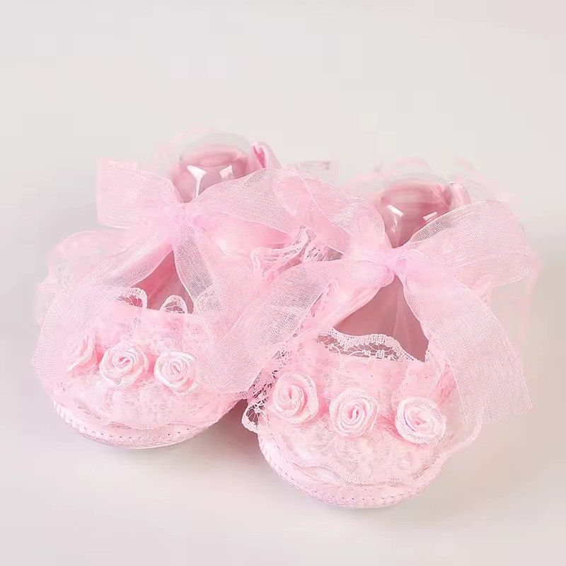 Baby Girls Shoes Cute Lace Princess Shoes Newborn Infant Toddler Crib Shoes Soft Sole Floor First Walkers 0-12 Month