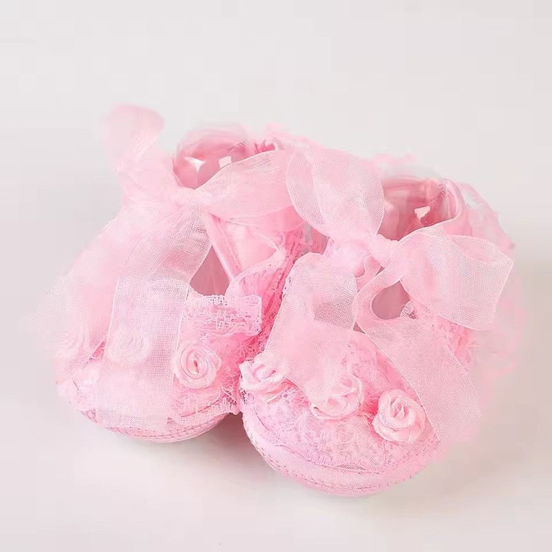 Baby Girls Shoes Cute Lace Princess Shoes Newborn Infant Toddler Crib Shoes Soft Sole Floor First Walkers 0-12 Month