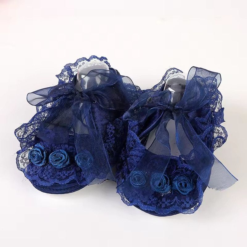 Baby Girls Shoes Cute Lace Princess Shoes Newborn Infant Toddler Crib Shoes Soft Sole Floor First Walkers 0-12 Month