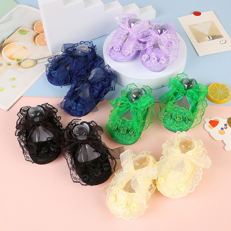 Baby Girls Shoes Cute Lace Princess Shoes Newborn Infant Toddler Crib Shoes Soft Sole Floor First Walkers 0-12 Month