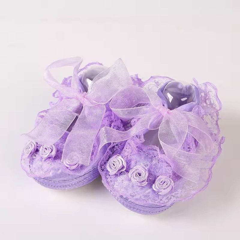 Baby Girls Shoes Cute Lace Princess Shoes Newborn Infant Toddler Crib Shoes Soft Sole Floor First Walkers 0-12 Month