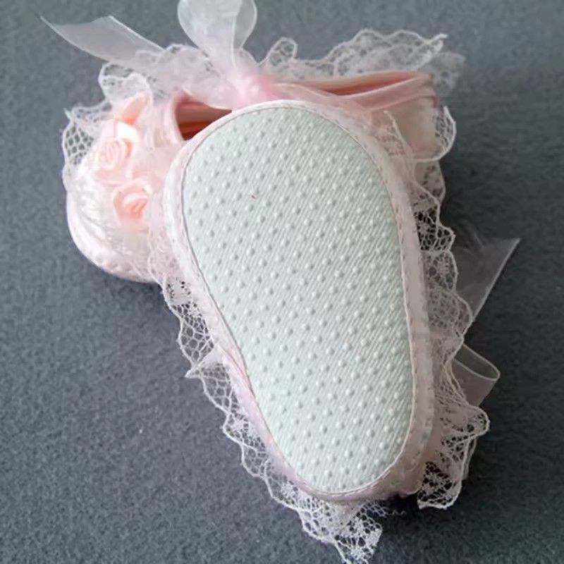 Baby Girls Shoes Cute Lace Princess Shoes Newborn Infant Toddler Crib Shoes Soft Sole Floor First Walkers 0-12 Month