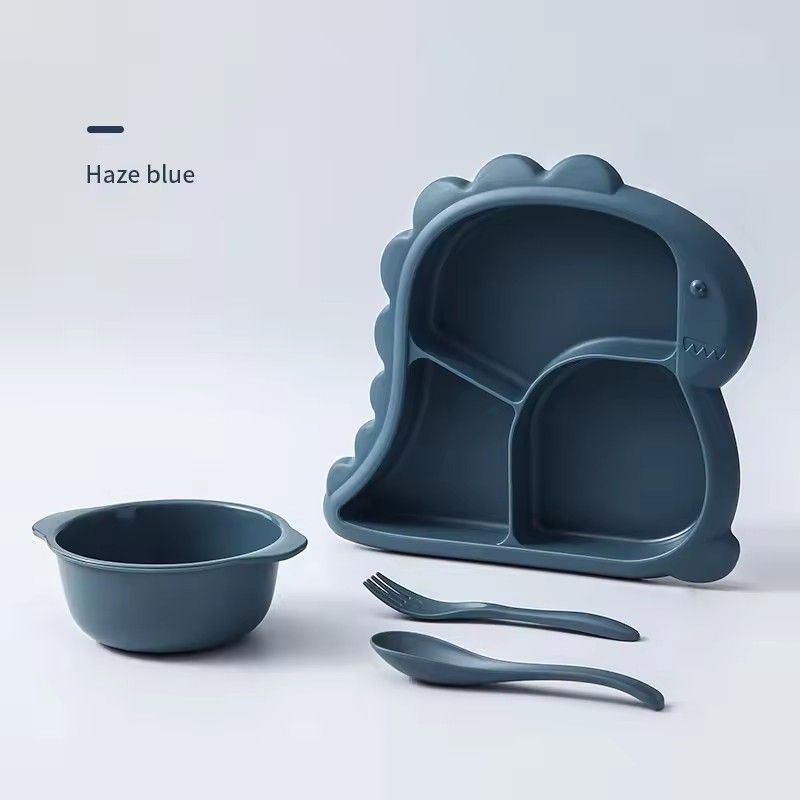 4Pcs Baby Silicone Feeding Set Children Bowl Dining Plate Spoon Fork Set Kid Waterproof Kitchenware BPA Free Baby Stuff