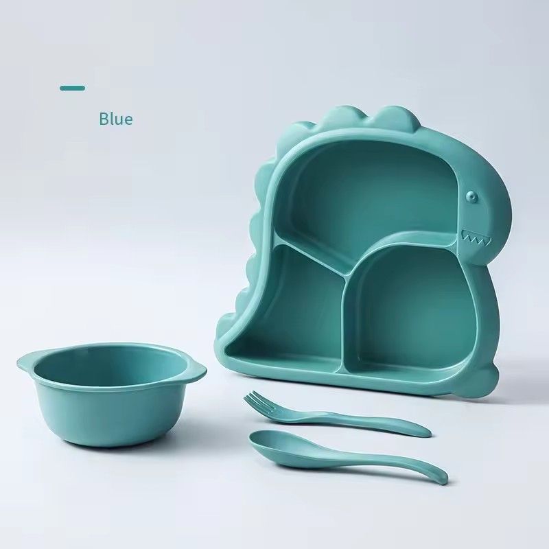 4Pcs Baby Silicone Feeding Set Children Bowl Dining Plate Spoon Fork Set Kid Waterproof Kitchenware BPA Free Baby Stuff
