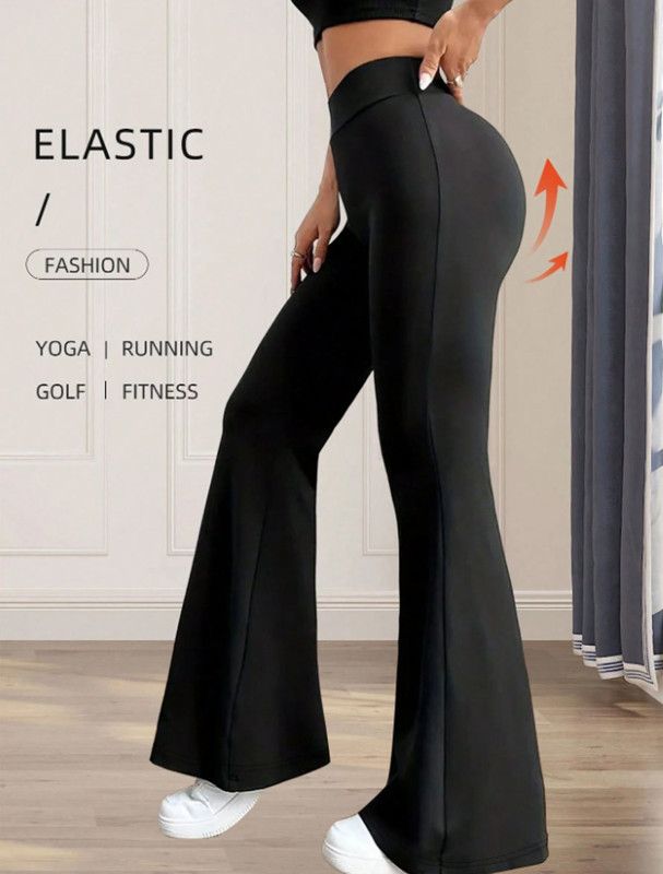 Spring Autumn High Waist High Elastic Black Flared Pants Butt Lifting Abdomen Slimming Four-Dimensional Elastic Design Spicy Gir