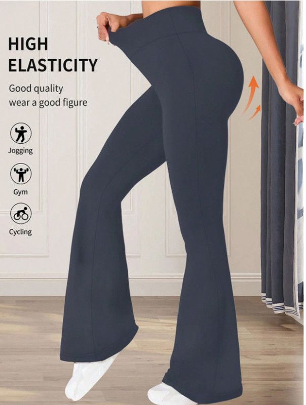Spring Autumn High Waist High Elastic Black Flared Pants Butt Lifting Abdomen Slimming Four-Dimensional Elastic Design Spicy Gir