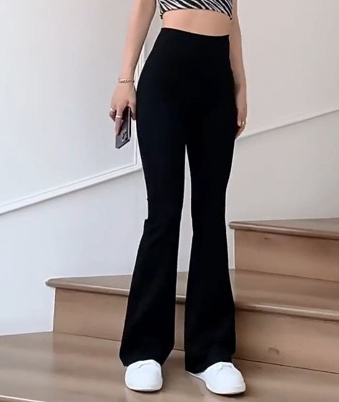 Spring Autumn High Waist High Elastic Black Flared Pants Butt Lifting Abdomen Slimming Four-Dimensional Elastic Design Spicy Gir