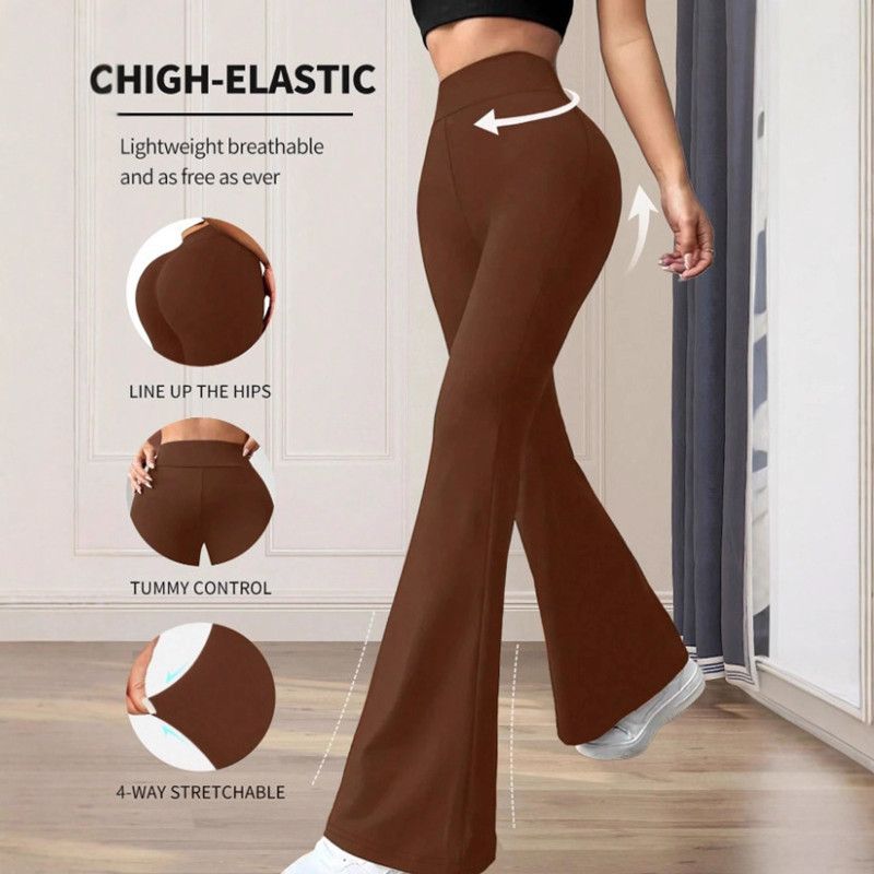 Spring Autumn High Waist High Elastic Black Flared Pants Butt Lifting Abdomen Slimming Four-Dimensional Elastic Design Spicy Gir